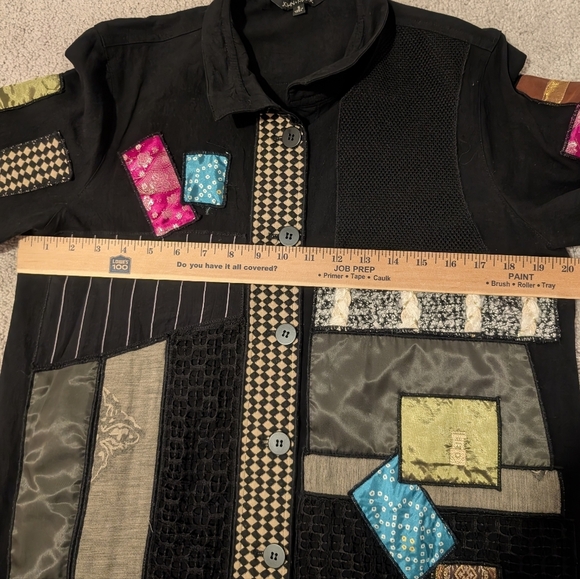John Mark Jacket Shirt Womens Small Patchwork Embroidered Artsy Button Up - Picture 11 of 11